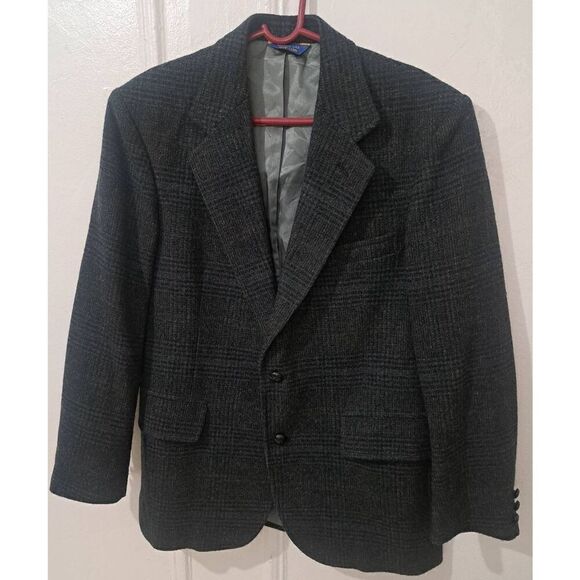 PENDLETON USA mens size 40 TWEED VIRGIN WOOL blazer dark green gray 2 button